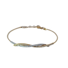 Load image into Gallery viewer, CLEARANCE - 14k Yellow &amp; White Gold Diamond Crossover Chain Bracelet (I7849)
