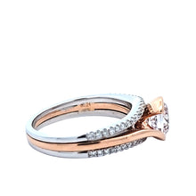 Load image into Gallery viewer, 14k White &amp; Rose Gold Diamond Double Band with Cubic Zirconia Center Stone Engagement Ring (I365)
