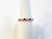 Load image into Gallery viewer, 14k White Gold Alternating Bezel Set Ruby &amp; Diamond Ring (I9831)

