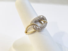 Load image into Gallery viewer, 14k Yellow Gold Pave Diamond Twisted Link Rope Style Interlocking Ring
