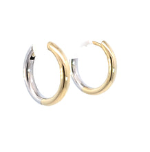 Load image into Gallery viewer, 14k White &amp; Yellow Gold Reversible Round Hoop Earrings
