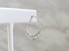 Load image into Gallery viewer, 14k White Gold Bezel &amp; Pave Diamond Hoop Dangle Earrings (I9808)
