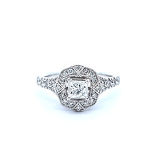 Load image into Gallery viewer, 14k White Gold Milgrain Edged Diamond Engagement Ring (I3588)
