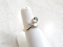 Load image into Gallery viewer, 14k Two Tone Gold Aquamarine &amp; Diamond Crossover Ring (I9737)
