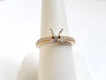 Load image into Gallery viewer, 14k Yellow Gold w/ White Gold Head .50ctw Diamond Milgrain Edged Semi-Mounting &amp; Wedding Band Set (I9818)
