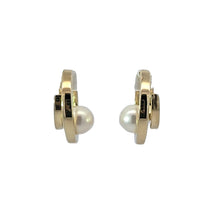 Load image into Gallery viewer, 14k Yellow Gold Cultured Pearl Double Hoop Earrings (I9865)
