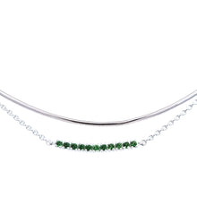 Load image into Gallery viewer, Gold or Rhodium Plated Sterling Silver Bar &amp; Prong-Set Tsavorite Chain Necklace
