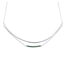 Load image into Gallery viewer, Gold or Rhodium Plated Sterling Silver Bar &amp; Prong-Set Tsavorite Chain Necklace
