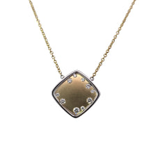 Load image into Gallery viewer, 14k Yellow &amp; White Gold Matte Flush-Set Diamond Convex Pendant Necklace (I9883)
