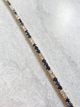 Load image into Gallery viewer, 14k Yellow Gold Diamond &amp; Sapphire Tennis Bracelet (I9680)
