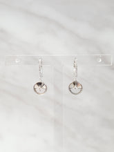 Load image into Gallery viewer, 14k Gold Half-Engraved Circle &amp; Diamond Star Huggie Hoop Earrings (I9683)
