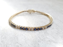 Load image into Gallery viewer, 14k Yellow Gold Diamond &amp; Sapphire Tennis Bracelet (I9680)
