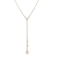 Load image into Gallery viewer, 14k Yellow or White Gold Bezel Set Diamond Y Necklace
