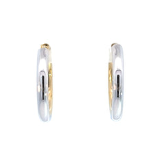 Load image into Gallery viewer, 14k White &amp; Yellow Gold Reversible Round Hoop Earrings
