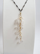 Load image into Gallery viewer, AVF Limited Edition Oxidized Sterling Silver with Gold Filled Accents, Herkimer Diamond Cluster Drop Necklace (SI6923)
