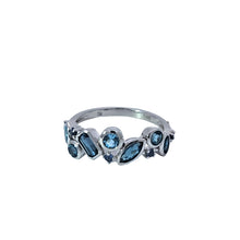 Load image into Gallery viewer, 14k White Gold Fancy Shape London Blue Topaz, Blue Sapphire &amp; Blue Topaz Ring (I9923)
