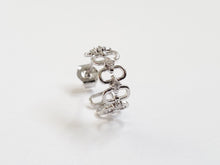 Load image into Gallery viewer, 14k White Gold Diamond Link Huggie Hoop Earrings (I9651)
