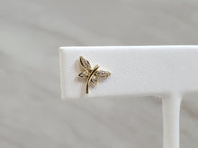 Load image into Gallery viewer, 14k Yellow Gold Diamond Dragonfly Stud Earrings (I9714)

