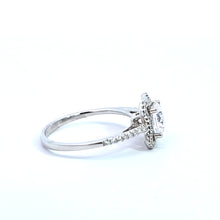 Load image into Gallery viewer, 14k White Gold Cubic Zirconia Center Modern Diamond Halo Engagement Ring (I514)
