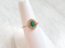 Load image into Gallery viewer, 14k Yellow Gold Oval Emerald Negative Space Diamond Halo Ring (I9809)
