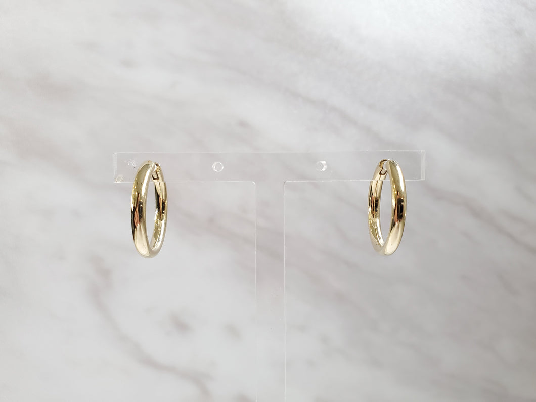 14k Yellow Gold Round Hoop Earrings (I9821)