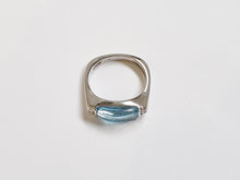 Load image into Gallery viewer, 14k White Gold Horizontally Set Swiss Blue Topaz &amp; Diamond Accent Ring (I9829)

