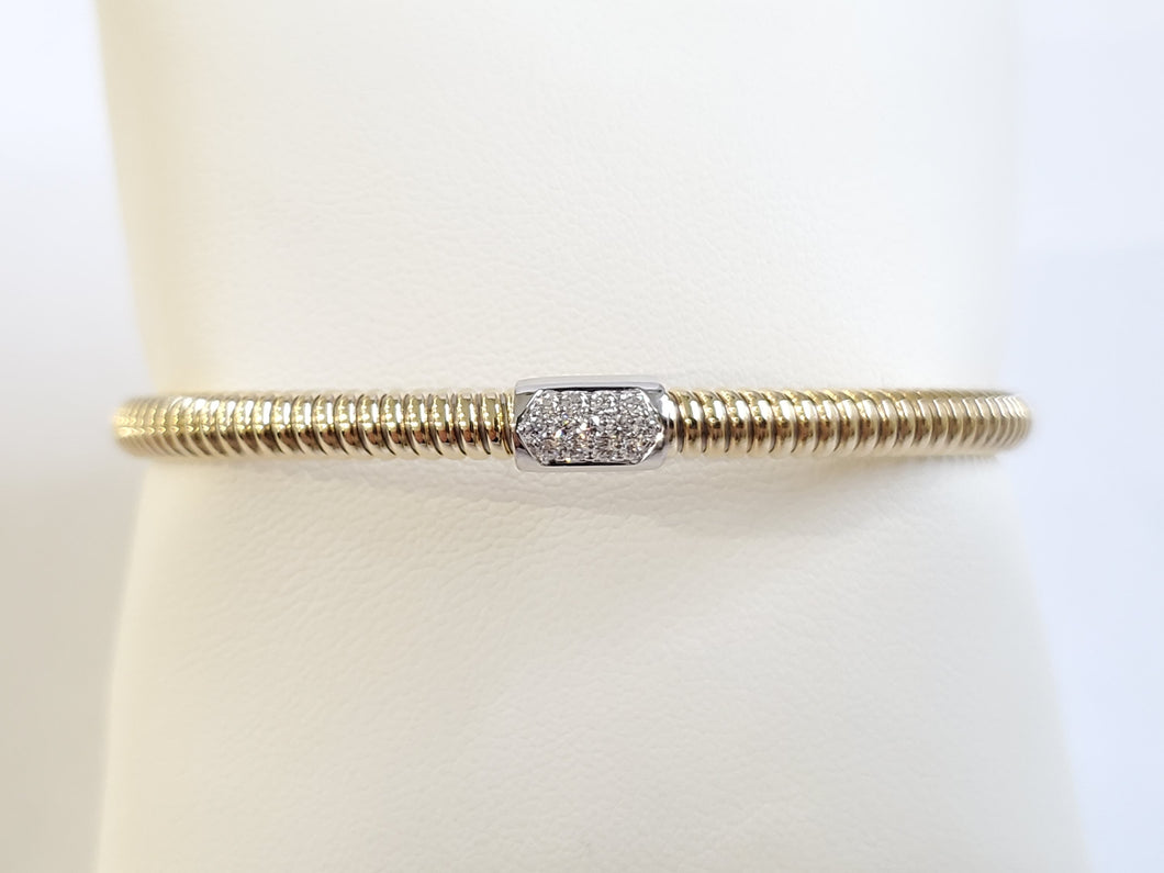14k Yellow & White Gold Pave Diamond Pod Flex Cuff Bracelet (I9760)