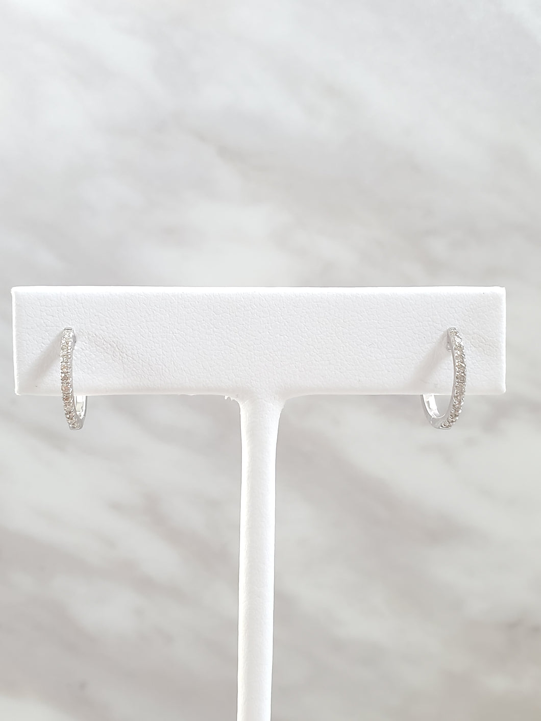 14k White Gold Diamond Hoop Earrings