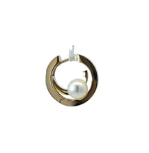 Load image into Gallery viewer, 14k Yellow Gold Cultured Pearl Double Hoop Earrings (I9865)

