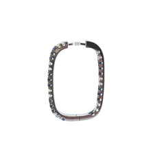 Load image into Gallery viewer, 14k White Gold Diamonds &amp; Sapphires Rectangle Inside Out Hoop Earrings (I9668)
