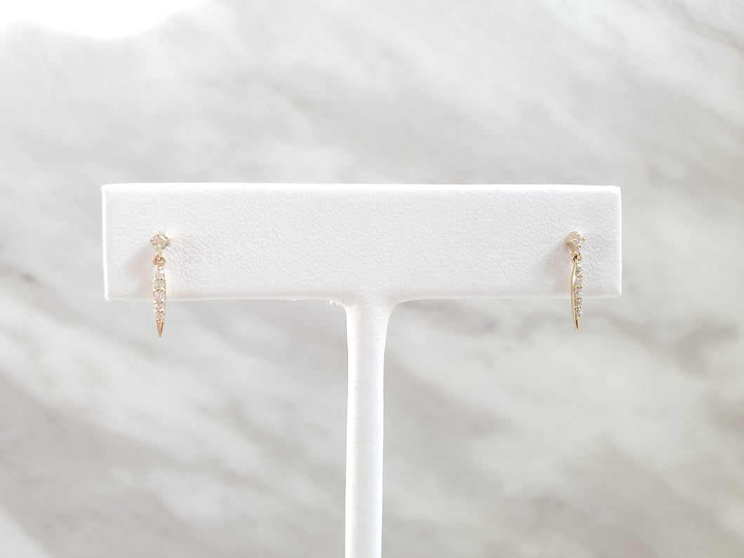 14k Gold Diamond Spike Dangle Earrings