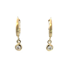 Load image into Gallery viewer, 14k Gold Bezel Set Diamond Drop Huggie Earrings
