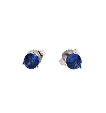 Load image into Gallery viewer, 14k White Gold Sapphire Solitaire Stud Earrings (I8250)
