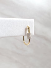 Load image into Gallery viewer, 14k Yellow Gold Diamond Rondelle U-Shaped Hoop Earrings (I9852)
