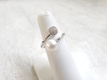 Load image into Gallery viewer, 14k Gold South Sea Pearl &amp; Pave Diamond Wraparound Ring
