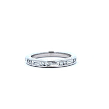 Load image into Gallery viewer, 14k White Gold Alternating Baguette &amp; Round Diamond Band (I2816)
