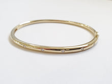 Load image into Gallery viewer, 14k Gold Flush Set Diamond Bangle Bracelet
