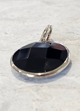 Load image into Gallery viewer, CLEARANCE - Gold Plated Sterling Silver Faceted Black Agate Disc Pendant (SI9705)
