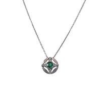 Load image into Gallery viewer, 14k White Gold Emerald and Diamond Matte Finish Pendant (I9703)
