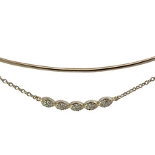 Load image into Gallery viewer, Gold Plated or Rhodium Plated Sterling Silver Curved Bar &amp; Chain w/ White Sapphire Pods Necklace

