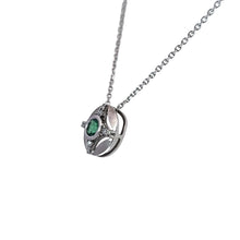 Load image into Gallery viewer, 14k White Gold Emerald and Diamond Matte Finish Pendant (I9703)
