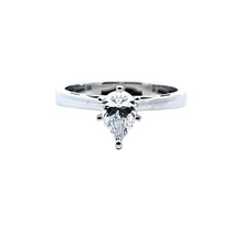 Load image into Gallery viewer, 14k White Gold Band with Pear Shaped Cubic Zirconia and European Shank Engagement Ring (I795)
