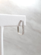 Load image into Gallery viewer, 14k Gold Diamond Rectangle Hoop Earrings
