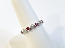 Load image into Gallery viewer, 14k White Gold Alternating Bezel Set Ruby &amp; Diamond Ring (I9831)
