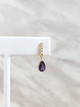 Load image into Gallery viewer, 14k Yellow Gold Faceted Pear-Shaped Amethyst &amp; Diamond Earrings (I9730)

