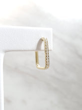 Load image into Gallery viewer, 14k Gold Diamond Rectangle Hoop Earrings
