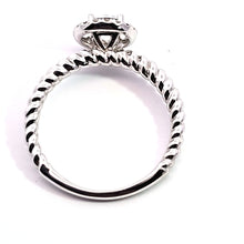 Load image into Gallery viewer, 14k White Gold Rope Style Band w/ Cubic Zirconia Center Stone and Diamond Halo Engagement Ring (I322)
