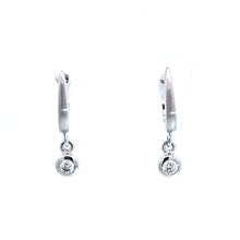 Load image into Gallery viewer, 14k Gold Bezel Set Diamond Drop Huggie Earrings
