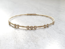 Load image into Gallery viewer, 14k Gold Prong-Set Diamond Beaded Flex Cuff Bracelet
