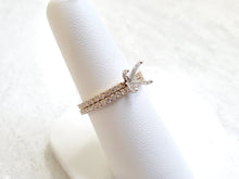 Load image into Gallery viewer, 14k Yellow Gold w/ White Gold Head .62ctw Pave Diamond Semi-Mounting &amp; Wedding Band Set (I9819)
